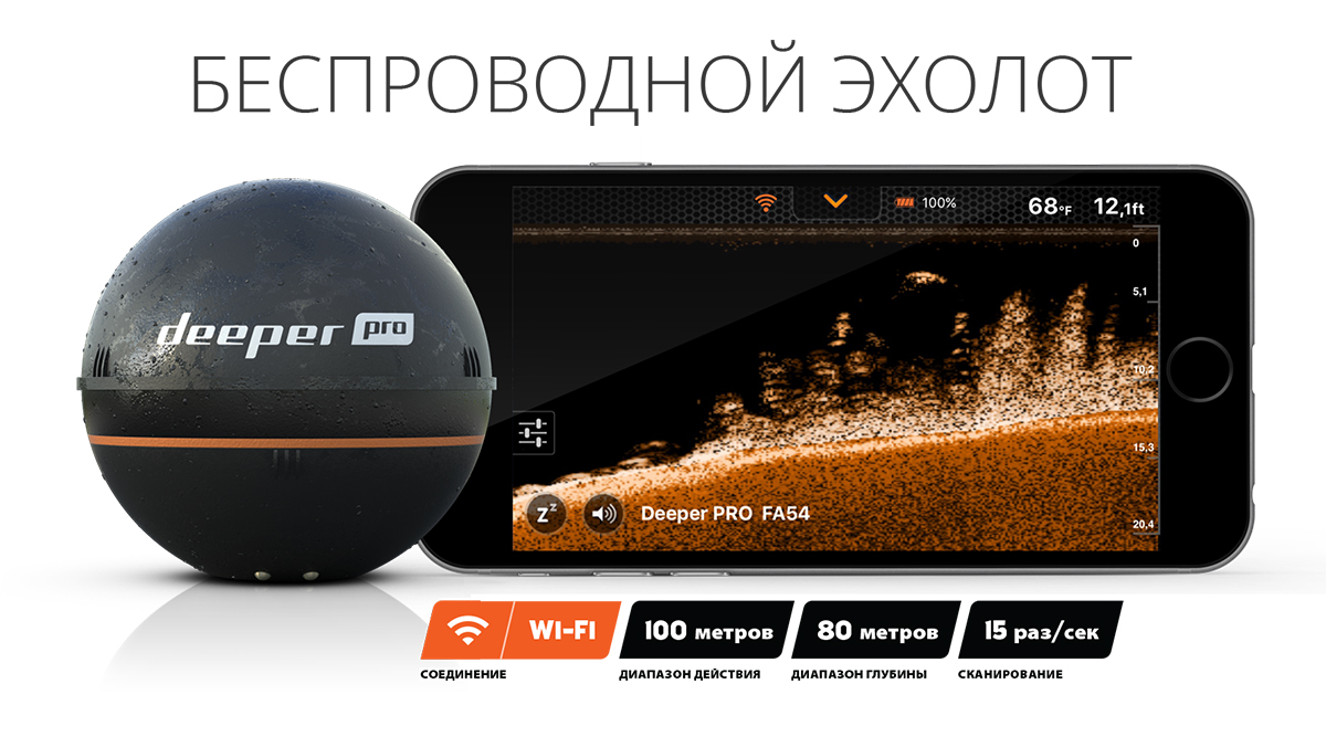 Беспроводной эхолот Deeper Smart Sonar PRO (wi-fi) купить в Балашихе с  доставкой — цена, отзывы, характеристики | «Ru-GPS»