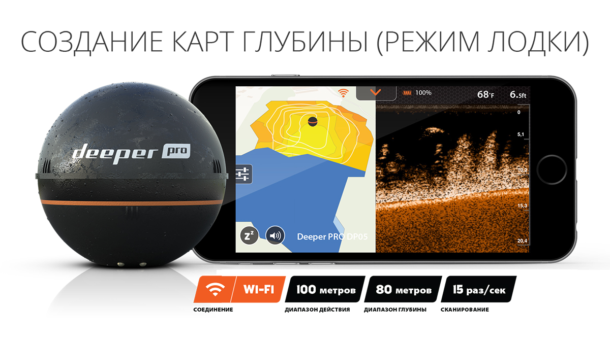 Беспроводной эхолот Deeper Smart Sonar PRO (wi-fi) купить в Балашихе с  доставкой — цена, отзывы, характеристики | «Ru-GPS»