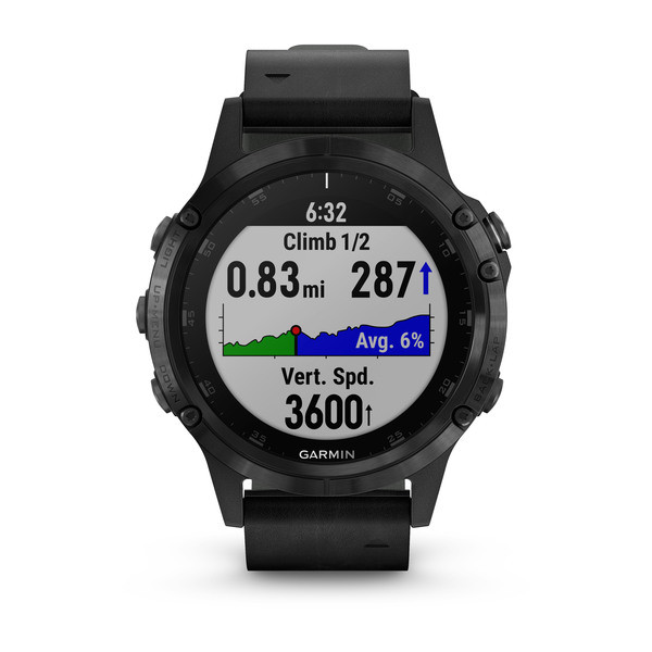 Часы Garmin (Гармин) FENIX 5X PLUS SAPPHIRE черные с черным ремешком