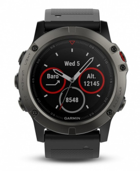 Часы Garmin Fenix 5X Sapphire серые с черным ремешком