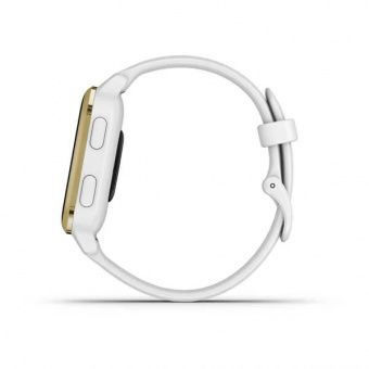 Часы Garmin venu Sq  белый с золотистым алюминиевым безелем и с силиконовым ремешком