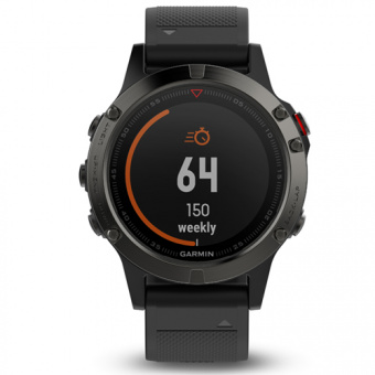 Часы Garmin Fenix 5 серые с черным ремешком