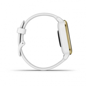 Часы Garmin venu Sq  белый с золотистым алюминиевым безелем и с силиконовым ремешком